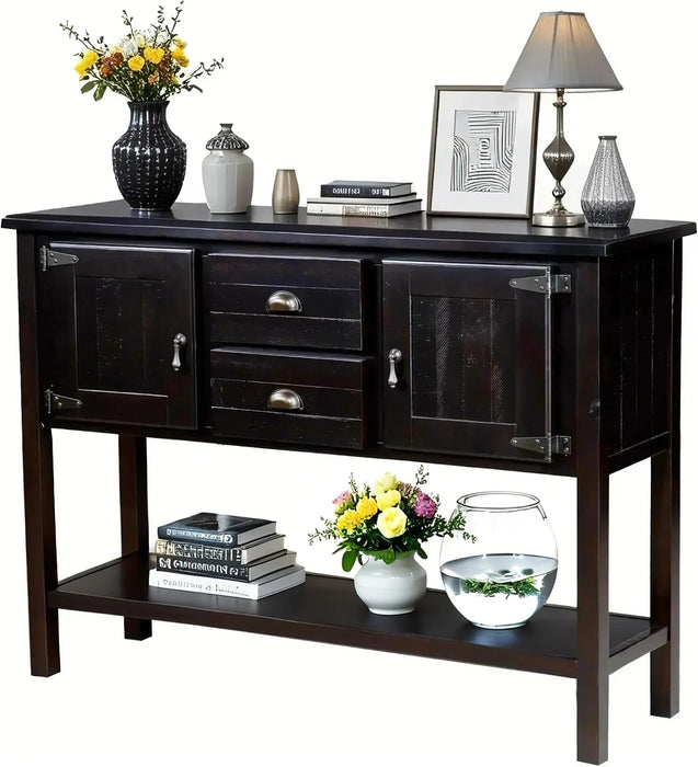 48" Solid Wood Sideboard Buffet Cabinet with Storage Drawers