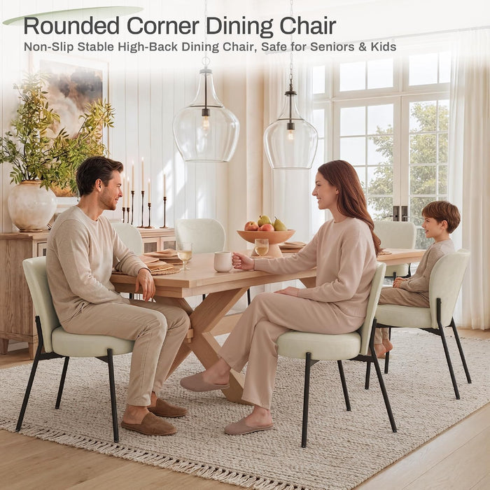 4" Modern Dining Chairs Set of 4, Beige Leather