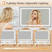 Makeup Vanity Desk with Mirror and Lights, L- Shaped Vanity, Modern Vanity Table with 5 Drawers & Adjustable Shelves, Power Outlet with Fast Charging, for Bedroom (White)