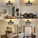 Rustic Ceiling Fan with Light and Remote, Black round Fandelier