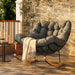 Grey Oversized Rocking Lounge Chair Cushioned Seat