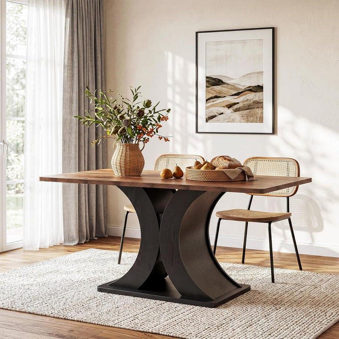 55 Inches Engineered Farmhouse Dining Table EbonyTone