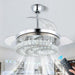 Crystal Ceiling Fan with Lights and Remote, Dimmable Fandelier