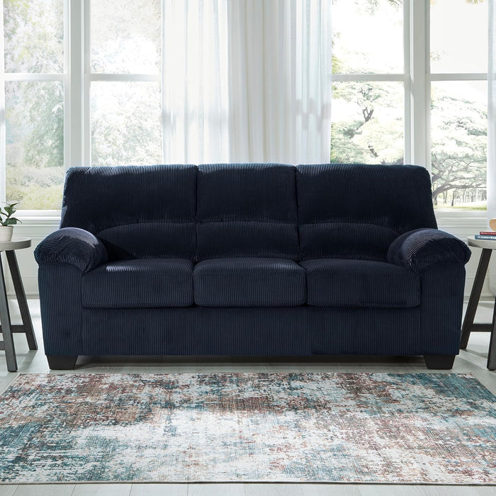 Blue Corduroy Contemporary Sofa For Comfortable Living