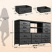 12 Drawers Dresser for Bedroom with LED Lights & Charging Station,Tv Stand for 55-60 Inch Tv,Fabric Dressers & Chests of Drawers with 3 Wooden Shelves for Hallway,Black Wood Grain