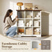 9 Cube Organizer Bookcase, Cube Shelf with Storage, Walnut + White