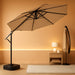 Sunnydaze 10Ft Cantilever Offset Patio Umbrella with Base Included for Porch, Deck, Pool, or Backyard - Polyester Sandbag Weight, Push-Button Tilt and Crank, Powder-Coated Steel Pole - Beige