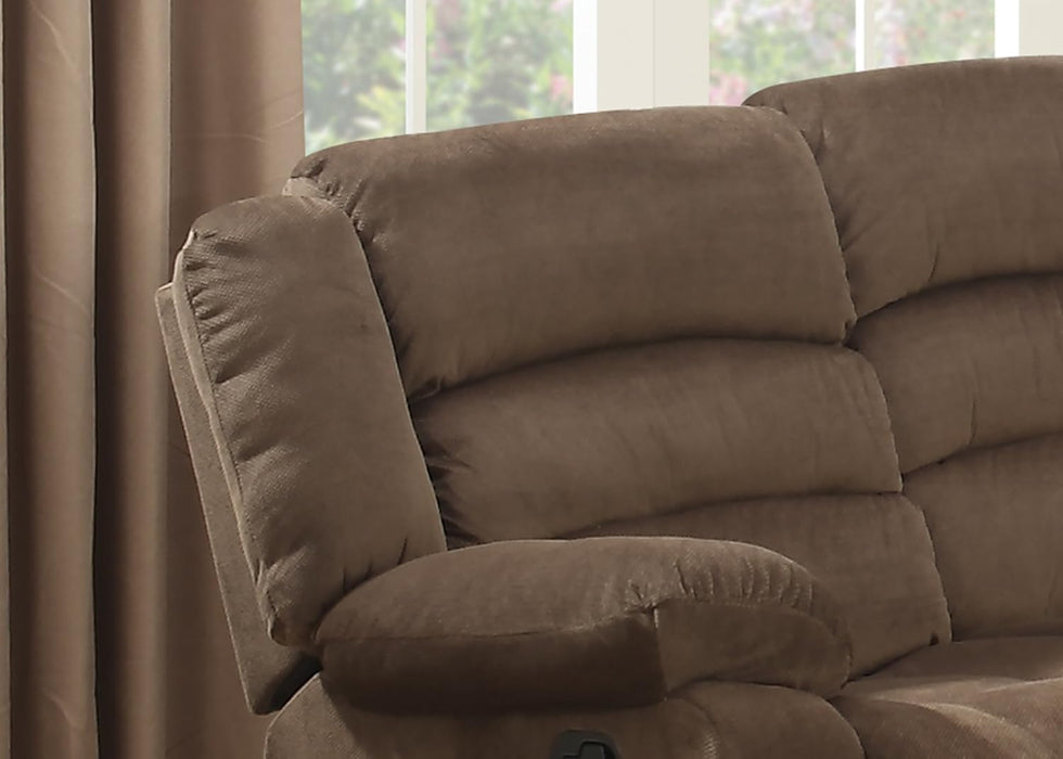Bill Collection Modern Fabric Upholstered Living Room Reclining Sofa with Padded Pillow Top Armrests, Brown, (Bill-Brown-Drs)