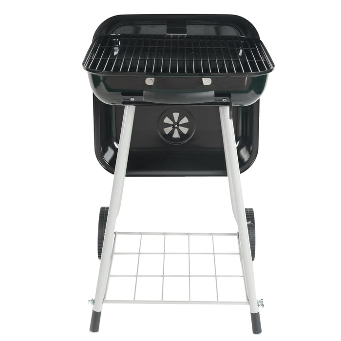 17.5" Square Steel Charcoal Grill with Wheels, Black, New