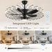 43-Inch Cage Ceiling Fan with Lights, Black Chandelier Style