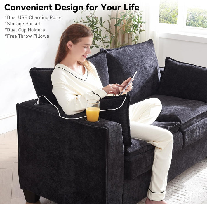 65 Inch Transformable Sofa Bed MemoryFoam Mattress