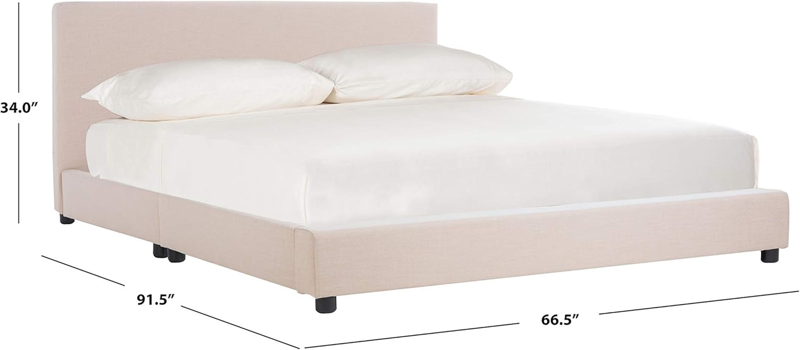 Home Carter Contemporary Beige Linen Bed, Queen