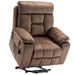 Oversized Electric Massage Lift Chair, Large Power Lift Recliner with Heat Therapy, Fabric Reclining Sofa with Remote, Hidden Cup Holder and Side Pocket for Elderly Seniors, Antique Brown