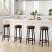30'' Swivel Bar Stools Set of 4 with PU Leather Cushion | Backless round Counter Height Barstools, Metal Frame Legs and Footrest, for Kitchen Island, Home Bar, Brown