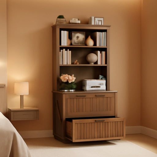 Brown Farmhouse Two Drawer Filing Cabinet Organizer