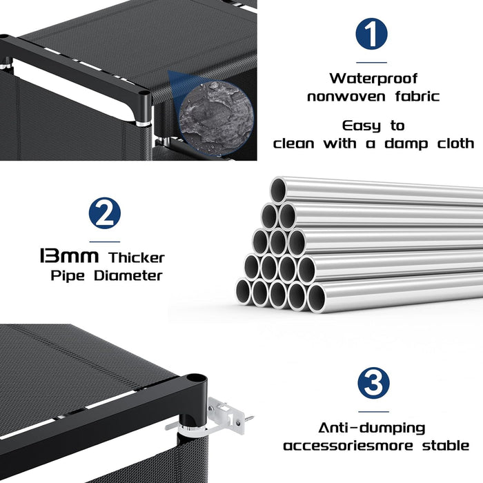 Book Shelf, 12 Cube Storage Organizer, DIY Bookcase, Metal Bookshelf,Tall Book Case for Bedroom, Living Room,Office,Closet, Black Cubicle Rack