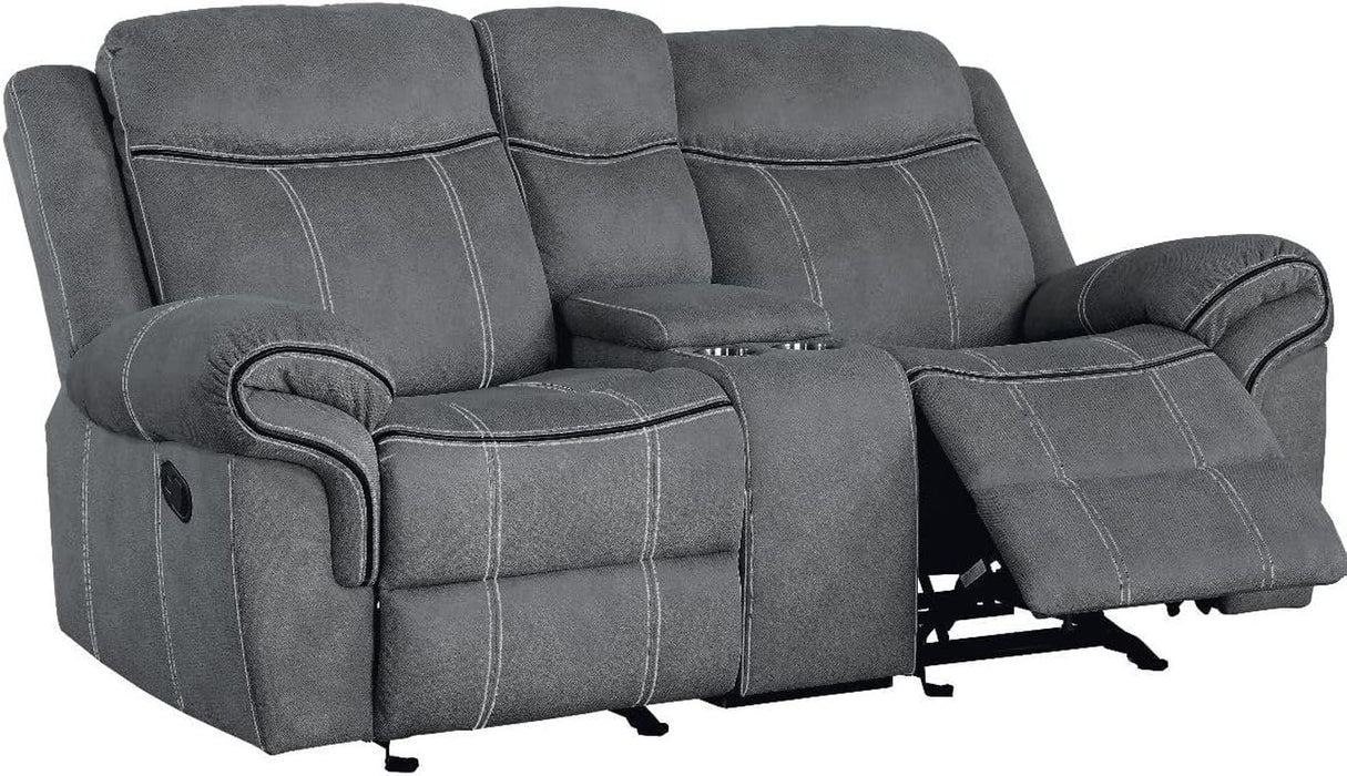 Gray Velvet Recliner Loveseat with USB