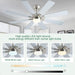 Nickel 48 Inch Ceiling Fans with Lights and Remote/App Control, Low Profile Ceiling Fan, 8 Blades，Led Dimmable, Reversible DC Motor, Noiseless, Ceiling Fan for Bedroom Indoor/Outdoor Use