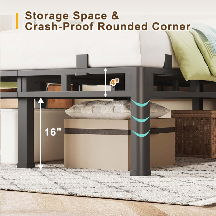 20 Inch Queen Bed Frame Double Layer 2 in 1 Platform with round Corner