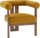 Luxurious Mustard Velvet Barrel Chair Solid Walnut
