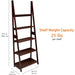 Ladder Bookshelf Organizer, Solid Rubberwood Frame, Espresso Finish, 14" D X 24.8" W X 70.1" H