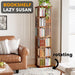 Walnut Six Tier Rotating Bookshelf Tower Organizer
