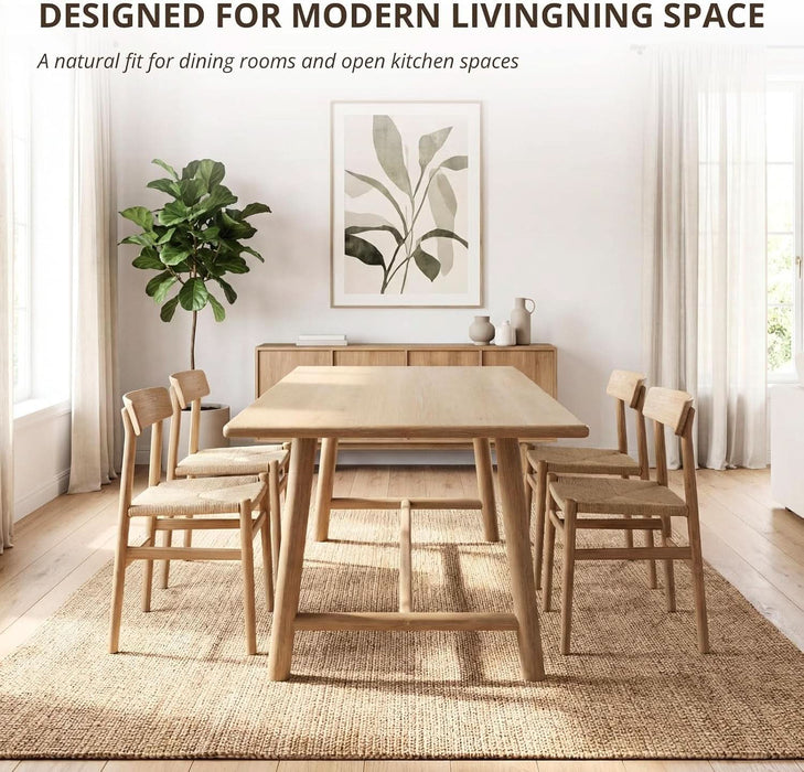 69" Dining Table for 4-6, Wood Kitchen Table with Solid Wood Legs, Modern Farmhouse Dining Furniture for Dining Room, Living Room & Home Office, Natural Finish