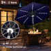Solar Patio Umbrella with Centre Light, 9FT 2 Tiers, Navy Blue