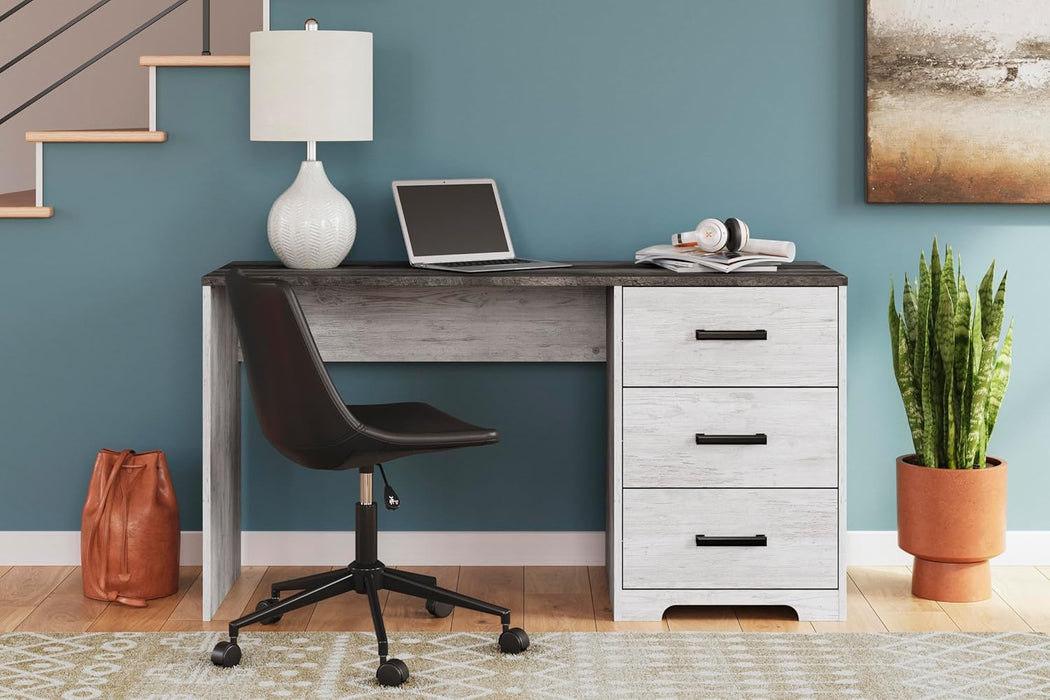 Signature Design by Ashley Shawburn Farmhouse 3-Drawer 54" Home Office Desk, White & Gray