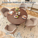 5-Piece Wooden round Dining Room Table and Chair Set, 47-Inch Kitchen Table with Barrel Chairs for 4, Brown Upholstered Sherpa Dining Set, MDF Core with Walnut Finish