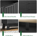 Fluted Dresser with 6 Drawers, 54" Wide Modern Chest of Drawers with Metal Handle, Wooden Dresser TV Stand, Wood Closet Clothes Storage Organizer for Bedroom, Living Room, Hallway, Solid Black