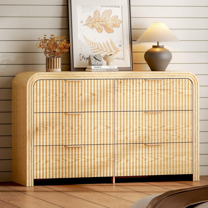 47" Modern Chest of Drawer, 6 Deep Drawers,Clothes Organizer,Large Storage Cabinet for Living Room, Bedroom,Dresser TV Stand, Wood Drawer Organizer for Living Room, Hallway, Wood