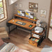 56.5" Office Desk with Drawers and Printer Space,Computer Desk with Power Outlets,Home Office Desks with File Drawers Cabinet,Study and Gaming Desk with Shelves Monitor Stand,Rustic Brown