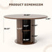 47 Inch round Dining Table for 4-6, Circle Farmhouse Kitchen Table with Storage Space, Wood Strip Base for Dining Room, Living Room, Lunch (Dark Brown)