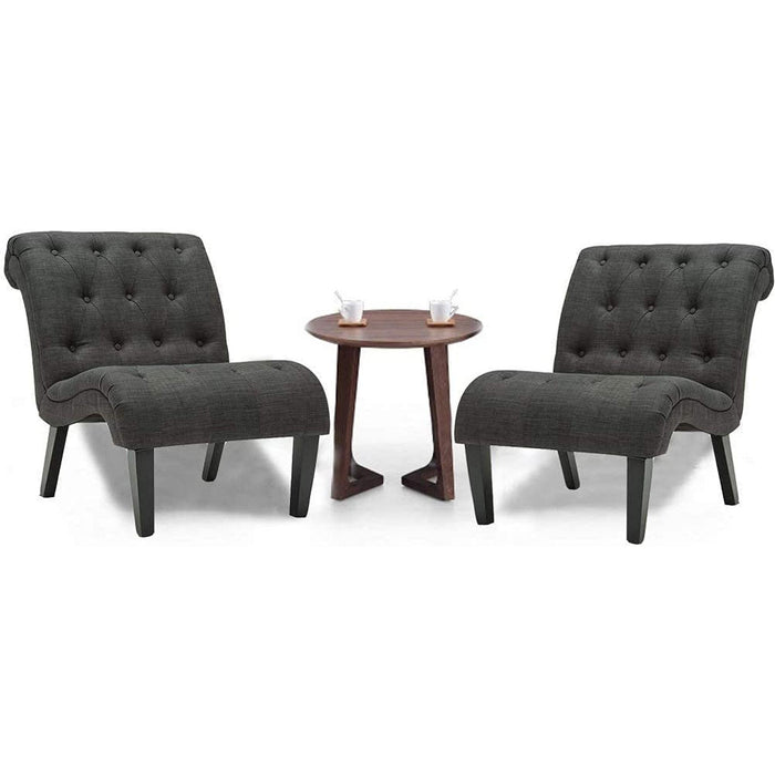 Set of 2 Button Tufted Slipper Chairs