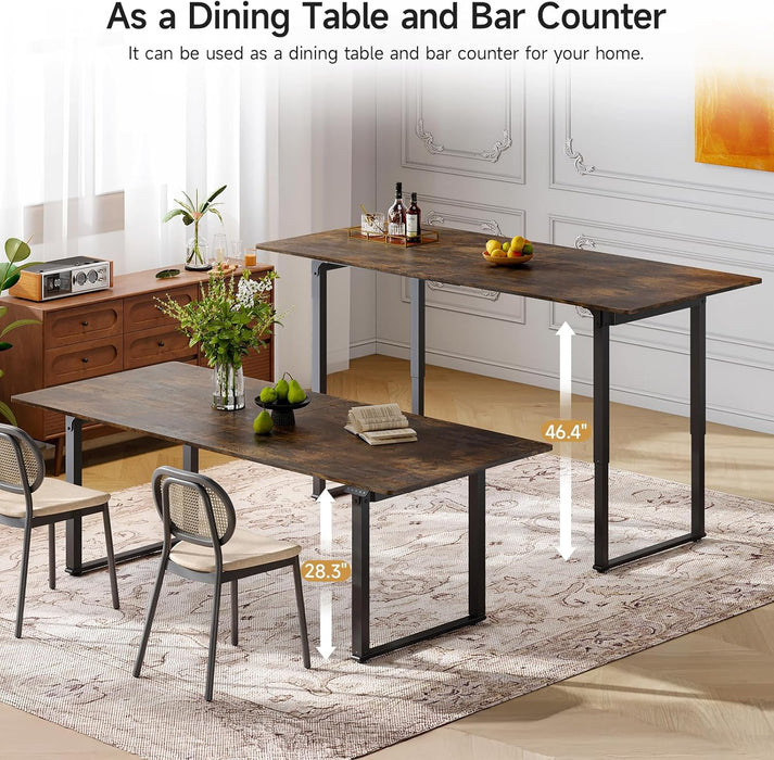 Standing Desk, 71X32 Inches Rectangle Stand up Desk with 4 Legs, Dual Motor and Memory Controller, Adjustable Height from 28-46 Inches for Home and Computer Workstation, Rustic Brown