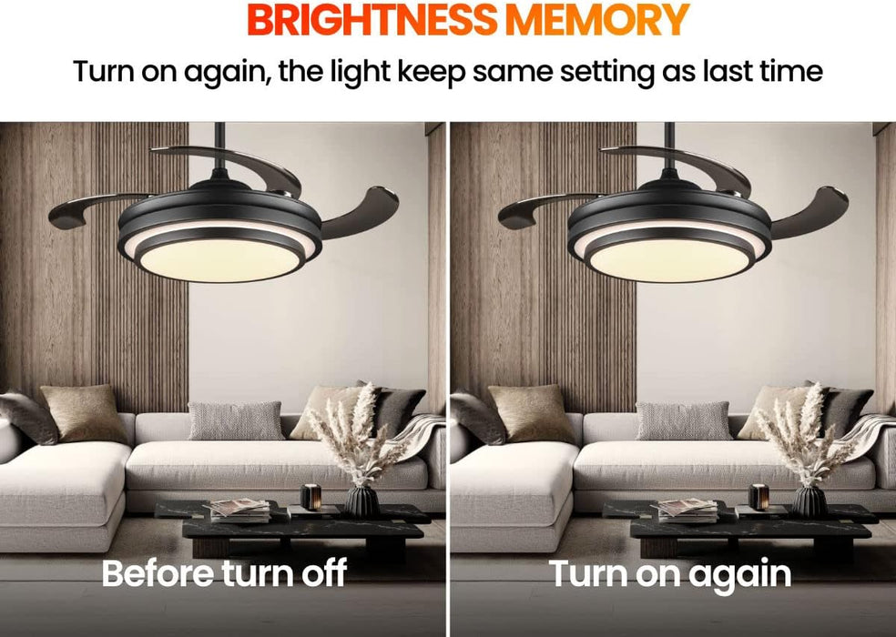 48 Inch Retractable Ceiling Fan Intelligent Controller