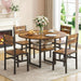 Round Dining Table Set for 4, 5-Piece Kitchen Table and Chairs with Storage Shelf, Circle Dinner Table Set with Wooden Tabletop & Metal Legs, for Kitchen & Dining Room, Rustic Brown and Black