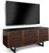 Corridor 8177-65'' TV Stand for Tvs up to 70" with Soundbar Shelf, Storage Drawer, Cable Management, Remote-Friendly Louver Doors, Satin-Etched Glass Top, Chocolate Stained Walnut