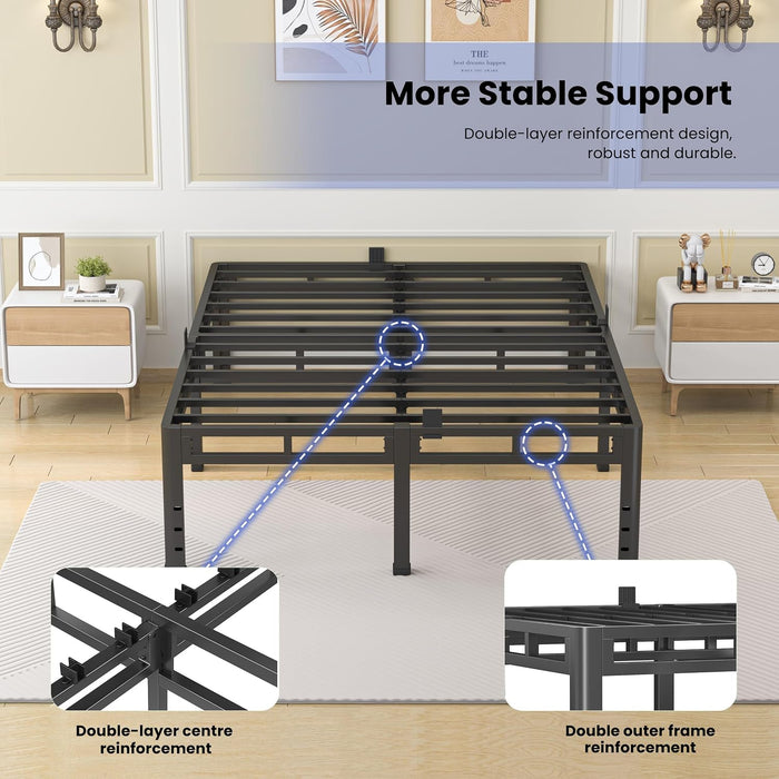 Full Size Metal Platform Bed Frame, 22 Inch Dual-Layer Heavy Duty Base