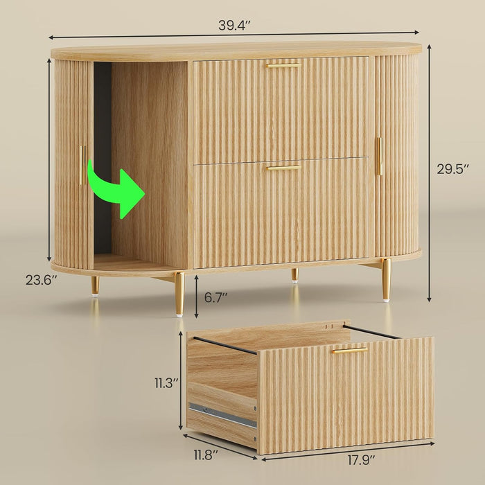 Natural Burlwood 39.4 Inch Filing Cabinet Organizer