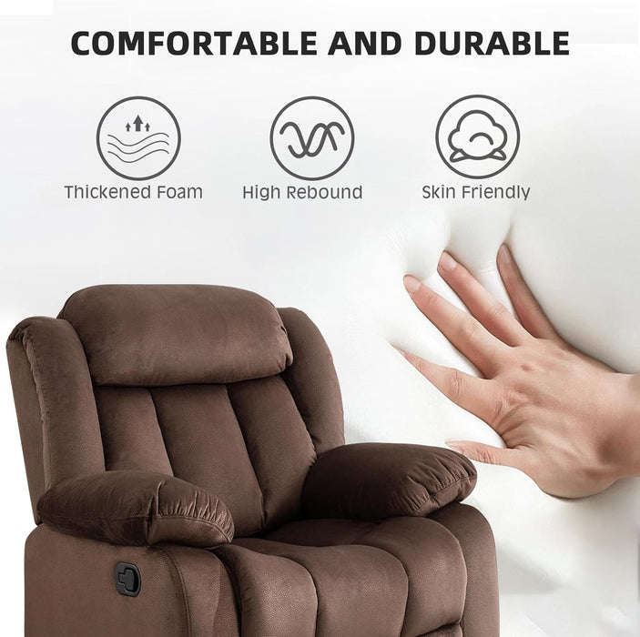 Manual Reclining Sofa Set, Classic Recliner Sofa with Overstuffed Arms and Backrest, Include 1 Recliner Chair and 1 3-Seat Reclining Sofa (Recliner+Sofa)