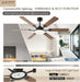 60 Inch Ceiling Fans with Lights, Large Modern Brown Ceiling Fan with Light and Remote Control, 6 Double Sided Blades, 6 Speed Reversible Motor, Dimmable LED, Silent Timing, Indoor Outdoor Patio Use