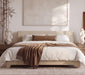King Size Upholstered Bed Frame Adjustable Headboard, Beige
