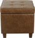 Square Tufted Storage Ottoman - Distressed Brown Faux Leather Small