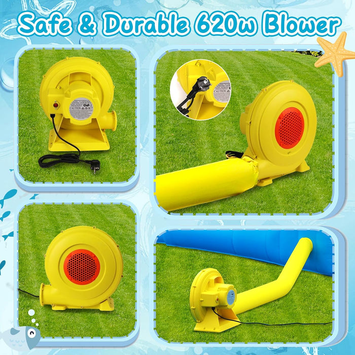 Inflatable Bounce House Water Slide 620W TurboBlower