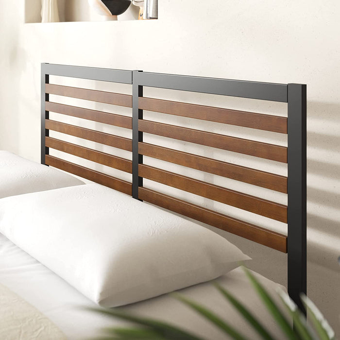 Kai Bamboo and Metal Platform Bed Frame, Sturdy Steel Frame, Queen