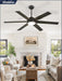58 Inch Ceiling Fans with Lights and Remote, Black Indoor/Outdoor Ceiling Fan with Quiet Reversible DC Motor, 6 Speeds, 3CCT, 6 Blades Large Ceiling Fan for Living Room Bedroom Patio