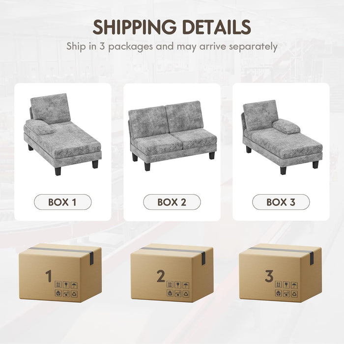 Gray Chenille Sectional Sofa for Living Room