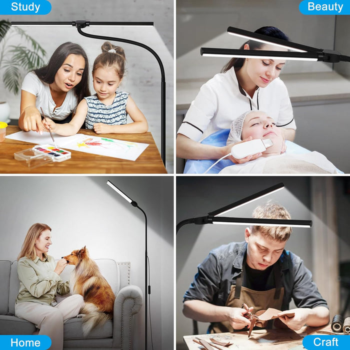 LED Floor Lamp DualHead Dimmable LashExtension Modern